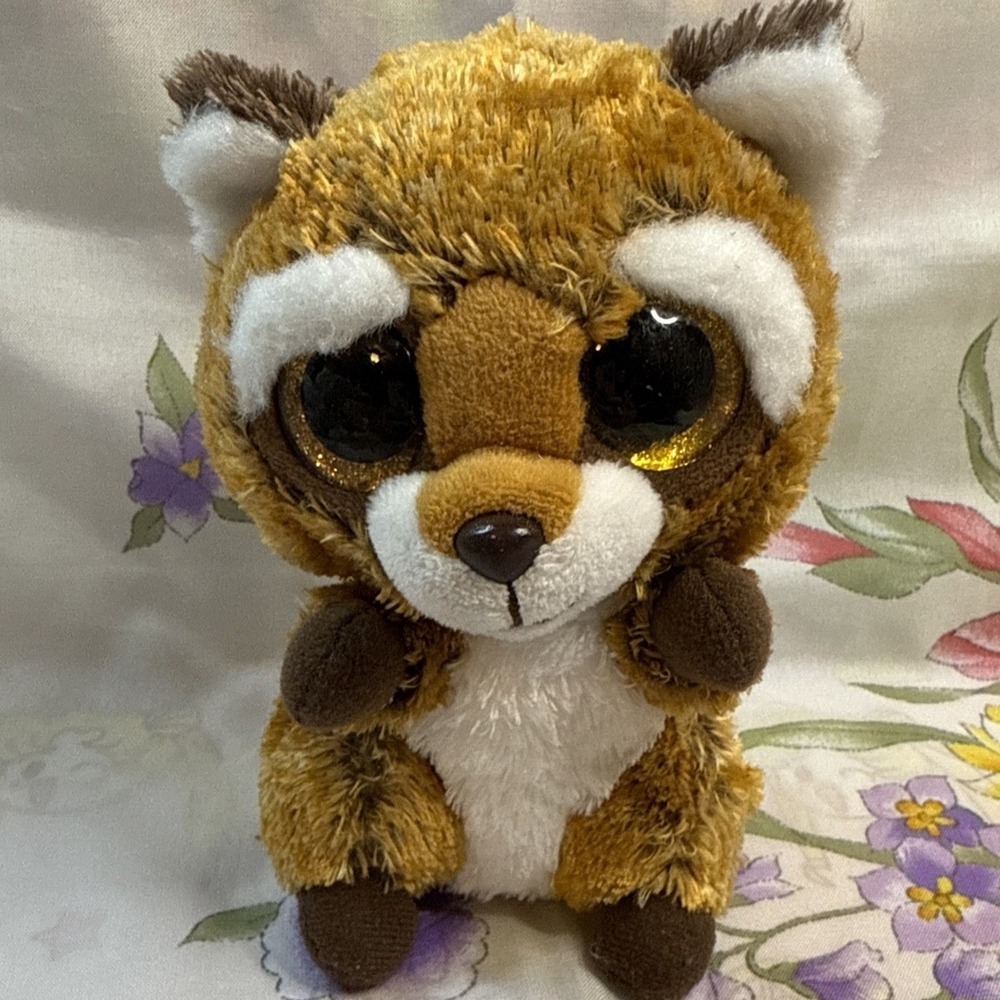 Ty Beanie‎ Boos Rusty the Raccoon Plush 7" Tysilk Stuffed Animal Toy